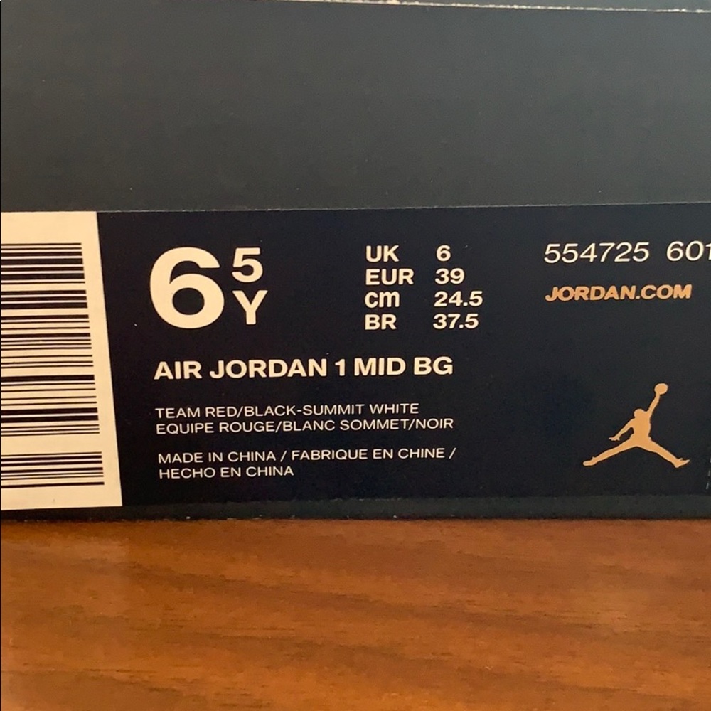 AIR JORDAN 1 RETRO MID GS 'TEAM RED BLACK - Picture 2 of 6